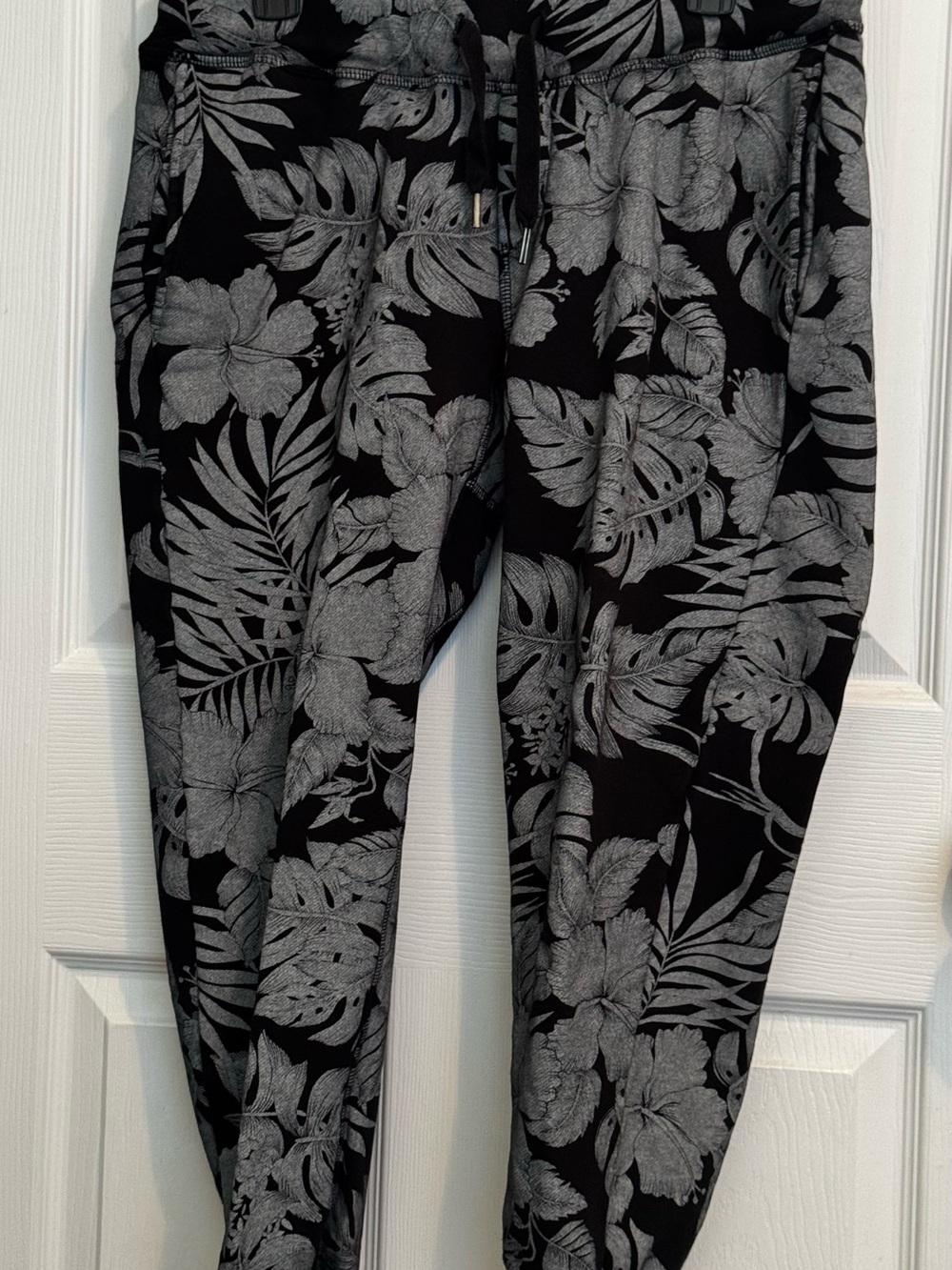 NSF Black Joggers with Gray Floral Print